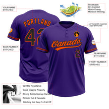 Load image into Gallery viewer, Custom Purple Black-Orange Two-Button Unisex Softball Jersey
