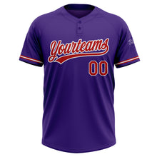 Load image into Gallery viewer, Custom Purple Red-White Two-Button Unisex Softball Jersey
