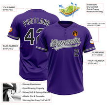 Load image into Gallery viewer, Custom Purple Black-White Two-Button Unisex Softball Jersey
