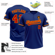 Load image into Gallery viewer, Custom Royal Red-Gold Two-Button Unisex Softball Jersey
