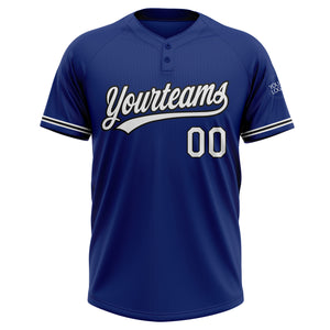 Custom Royal White-Black Two-Button Unisex Softball Jersey