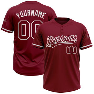 Custom Crimson White Two-Button Unisex Softball Jersey