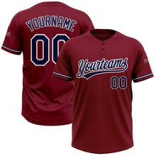 Load image into Gallery viewer, Custom Crimson Navy-White Two-Button Unisex Softball Jersey
