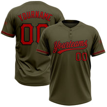 Load image into Gallery viewer, Custom Olive Red-Black Salute To Service Two-Button Unisex Softball Jersey
