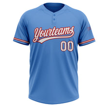 Load image into Gallery viewer, Custom Powder Blue White-Red Two-Button Unisex Softball Jersey
