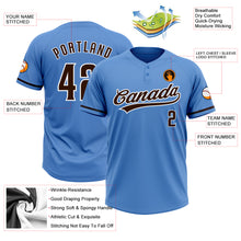 Load image into Gallery viewer, Custom Powder Blue Brown-White Two-Button Unisex Softball Jersey
