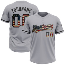 Load image into Gallery viewer, Custom Gray Vintage USA Flag-Black Two-Button Unisex Softball Jersey

