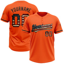 Load image into Gallery viewer, Custom Orange Vintage USA Flag-Black Two-Button Unisex Softball Jersey
