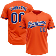 Load image into Gallery viewer, Custom Orange Royal-White Two-Button Unisex Softball Jersey
