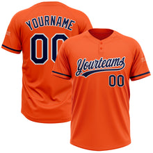 Load image into Gallery viewer, Custom Orange Navy-White Two-Button Unisex Softball Jersey
