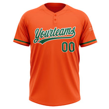 Load image into Gallery viewer, Custom Orange Kelly Green-White Two-Button Unisex Softball Jersey
