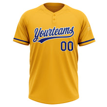 Load image into Gallery viewer, Custom Gold Royal-White Two-Button Unisex Softball Jersey
