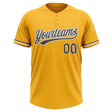 Load image into Gallery viewer, Custom Gold Steel Gray-White Two-Button Unisex Softball Jersey
