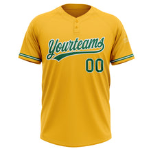 Load image into Gallery viewer, Custom Gold Kelly Green-White Two-Button Unisex Softball Jersey
