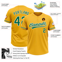 Load image into Gallery viewer, Custom Gold Kelly Green-White Two-Button Unisex Softball Jersey
