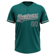 Load image into Gallery viewer, Custom Teal Steel Gray-White Two-Button Unisex Softball Jersey
