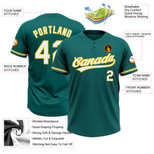 Load image into Gallery viewer, Custom Teal White-Yellow Two-Button Unisex Softball Jersey
