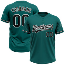 Load image into Gallery viewer, Custom Teal Black-White Two-Button Unisex Softball Jersey
