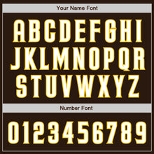 Load image into Gallery viewer, Custom Brown White-Yellow Two-Button Unisex Softball Jersey
