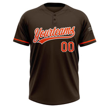 Load image into Gallery viewer, Custom Brown Orange-White Two-Button Unisex Softball Jersey
