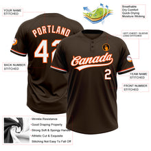 Load image into Gallery viewer, Custom Brown White-Orange Two-Button Unisex Softball Jersey
