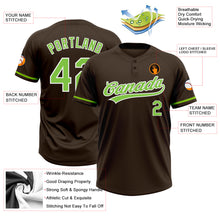 Load image into Gallery viewer, Custom Brown Neon Green-White Two-Button Unisex Softball Jersey
