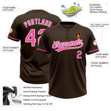 Load image into Gallery viewer, Custom Brown Pink-White Two-Button Unisex Softball Jersey
