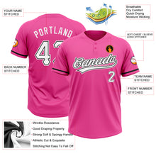 Load image into Gallery viewer, Custom Pink White-Black Two-Button Unisex Softball Jersey
