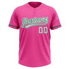 Load image into Gallery viewer, Custom Pink White-Kelly Green Two-Button Unisex Softball Jersey
