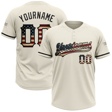 Load image into Gallery viewer, Custom Cream Vintage USA Flag-Black Two-Button Unisex Softball Jersey
