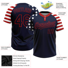 Load image into Gallery viewer, Custom Navy Red-White 3D American Flag Fashion Two-Button Unisex Softball Jersey
