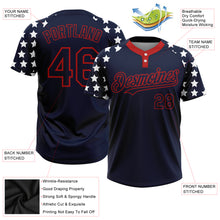 Load image into Gallery viewer, Custom Navy Red-White 3D American Flag Fashion Two-Button Unisex Softball Jersey
