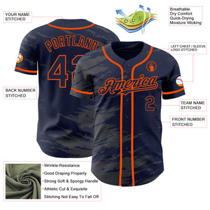 Custom Navy Steel Gray Splash Ink Orange Authentic Baseball Jersey
