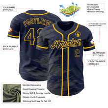 Load image into Gallery viewer, Custom Navy Steel Gray Splash Ink Gold Authentic Baseball Jersey
