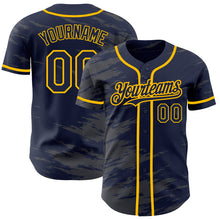 Load image into Gallery viewer, Custom Navy Steel Gray Splash Ink Gold Authentic Baseball Jersey
