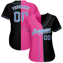 Load image into Gallery viewer, Custom Black Light Blue-Pink Authentic Split Fashion Baseball Jersey
