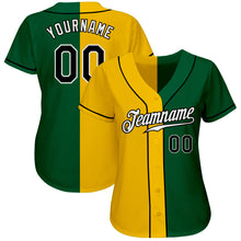 Load image into Gallery viewer, Custom Kelly Green Black-Yellow Authentic Split Fashion Baseball Jersey
