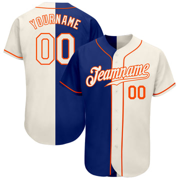 Custom Royal Cream-Orange Authentic Split Fashion Baseball Jersey
