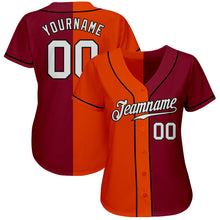 Load image into Gallery viewer, Custom Crimson White Orange-Black Authentic Split Fashion Baseball Jersey
