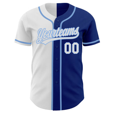 Custom Royal White-Light Blue Authentic Split Fashion Baseball Jersey