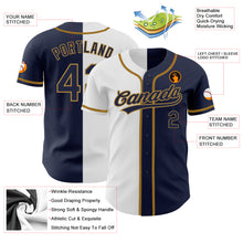 Load image into Gallery viewer, Custom Navy Navy White-Old Gold Authentic Split Fashion Baseball Jersey
