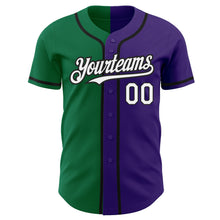 Load image into Gallery viewer, Custom Purple White Kelly Green-Black Authentic Split Fashion Baseball Jersey
