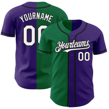 Load image into Gallery viewer, Custom Purple White Kelly Green-Black Authentic Split Fashion Baseball Jersey
