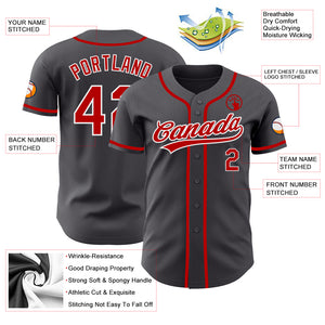 Custom Steel Gray Red-White Authentic Baseball Jersey