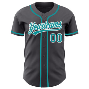 Custom Steel Gray Teal-White Authentic Baseball Jersey