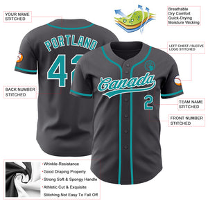 Custom Steel Gray Teal-White Authentic Baseball Jersey