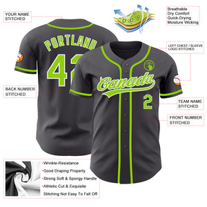 Custom Steel Gray Neon Green-White Authentic Baseball Jersey