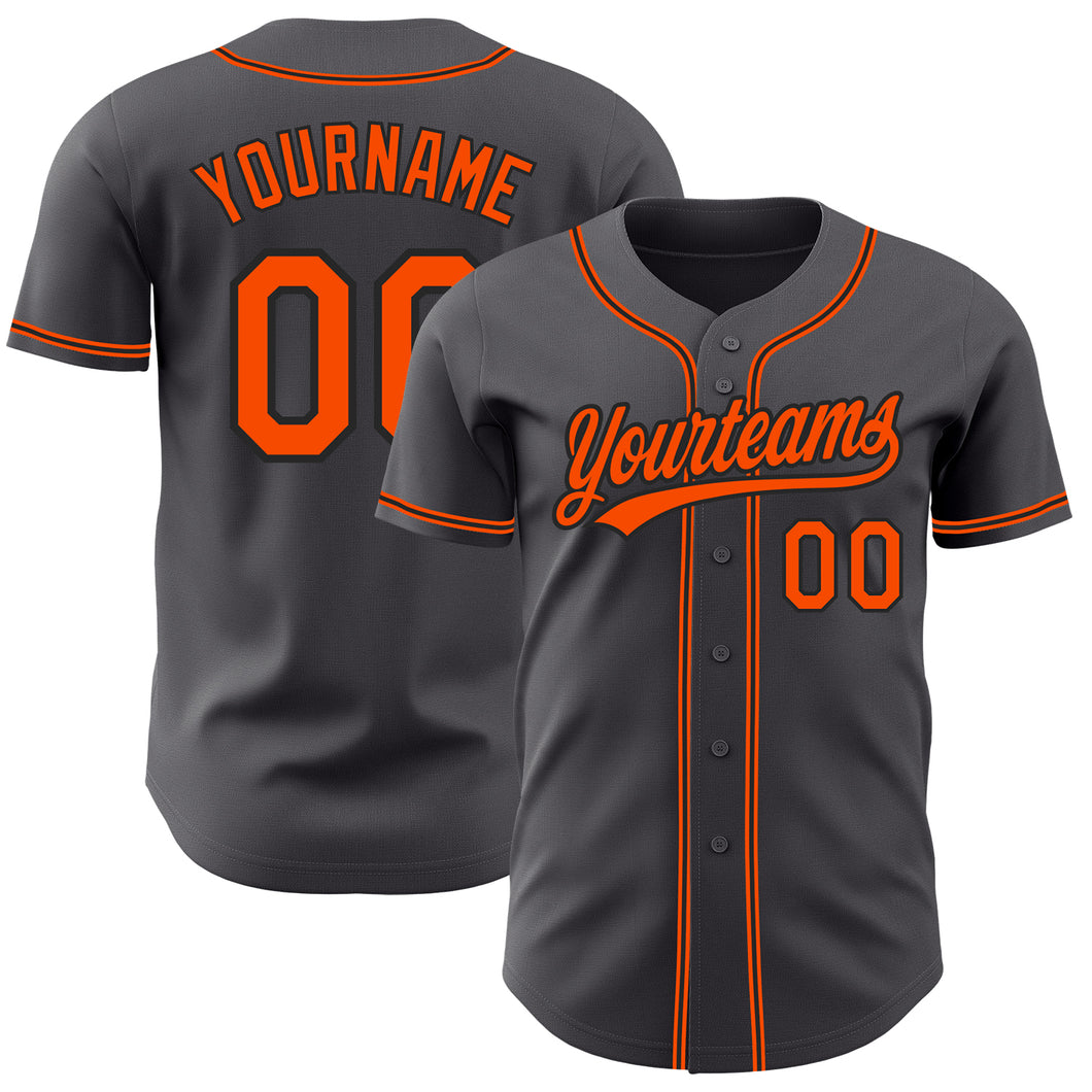 Custom Steel Gray Orange-Black Authentic Baseball Jersey