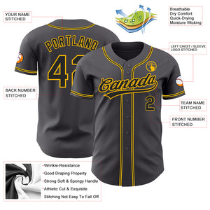 Custom Steel Gray Black-Gold Authentic Baseball Jersey