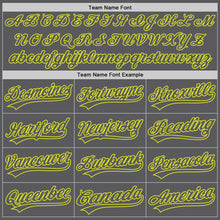 Load image into Gallery viewer, Custom Steel Gray Neon Yellow Authentic Baseball Jersey
